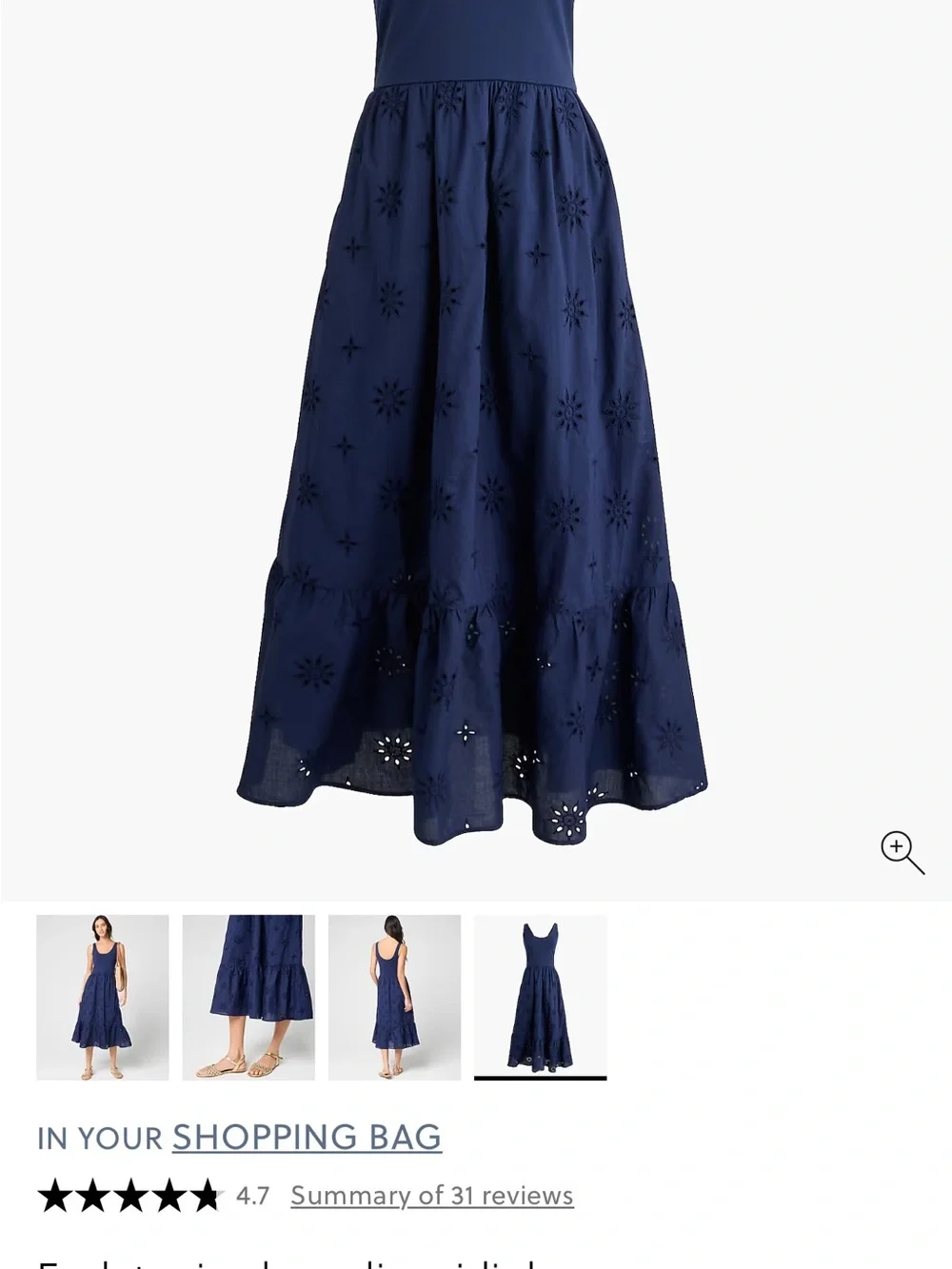 J. Crew Factory Navy Eyelet Midi Dress - Picture 3 of 5